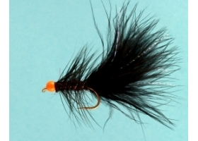Woolly Bugger Black Orange Head - czarna pijawka puchowiec